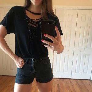 Express One Eleven Lace-Up Tee